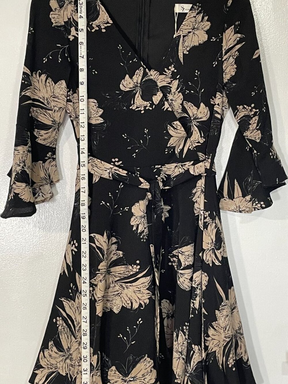 Style by Zone Women’s Black Floral V‑Neck Dress NWT Size Large Poly Spandex - Picture 5 of 8